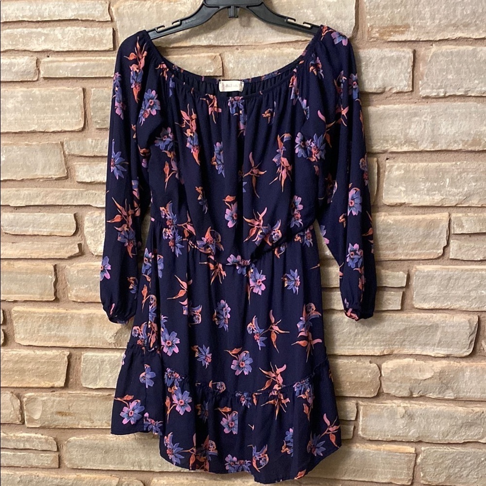Altar'd State Purple floral off the shoulder dress Size S